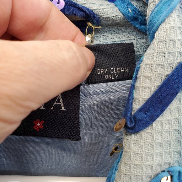 Pushpa Women’s Sequins Vintage Blazer Jacket Medium Size M Blue FLAW - Picture 7 of 12